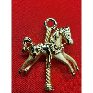 AJC Gold Circus Horse Brooch Carnival Carousel Horse Gold-Toned